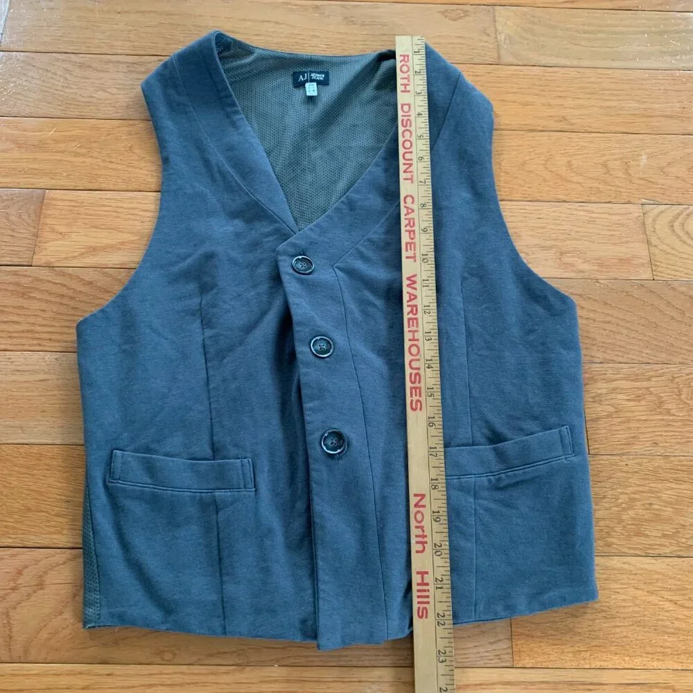 Armani Jeans Button Front Vest Men's M Casual Sleeveless Jacket AJ Grey‎ Gray